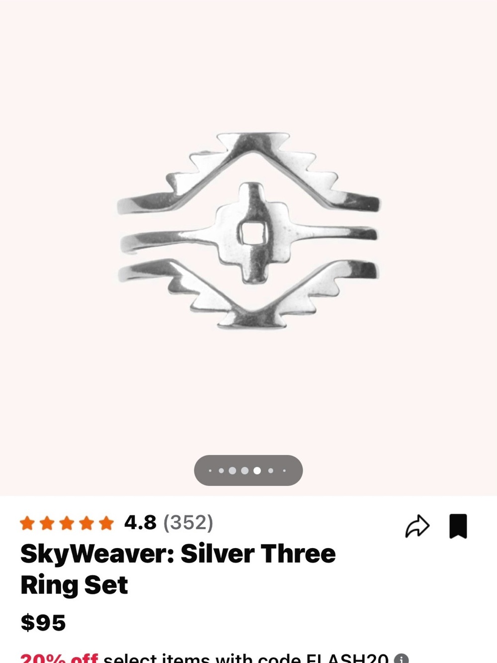 Sterling Silver Three-Ring Stack — Southwestern “Sky Weaver”